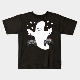 Gamer Halloween Ghost Kids T-Shirt